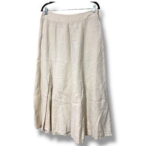 JM Collection womens size 10 tan maxi skirt side zip 100% linen
